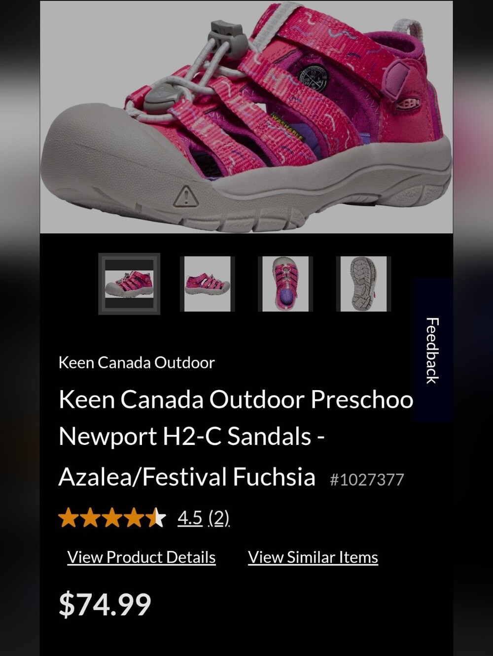 Keen Newport H2-C Kids Sandals in Azalea/Festival Fuchsia,13 Little Girl